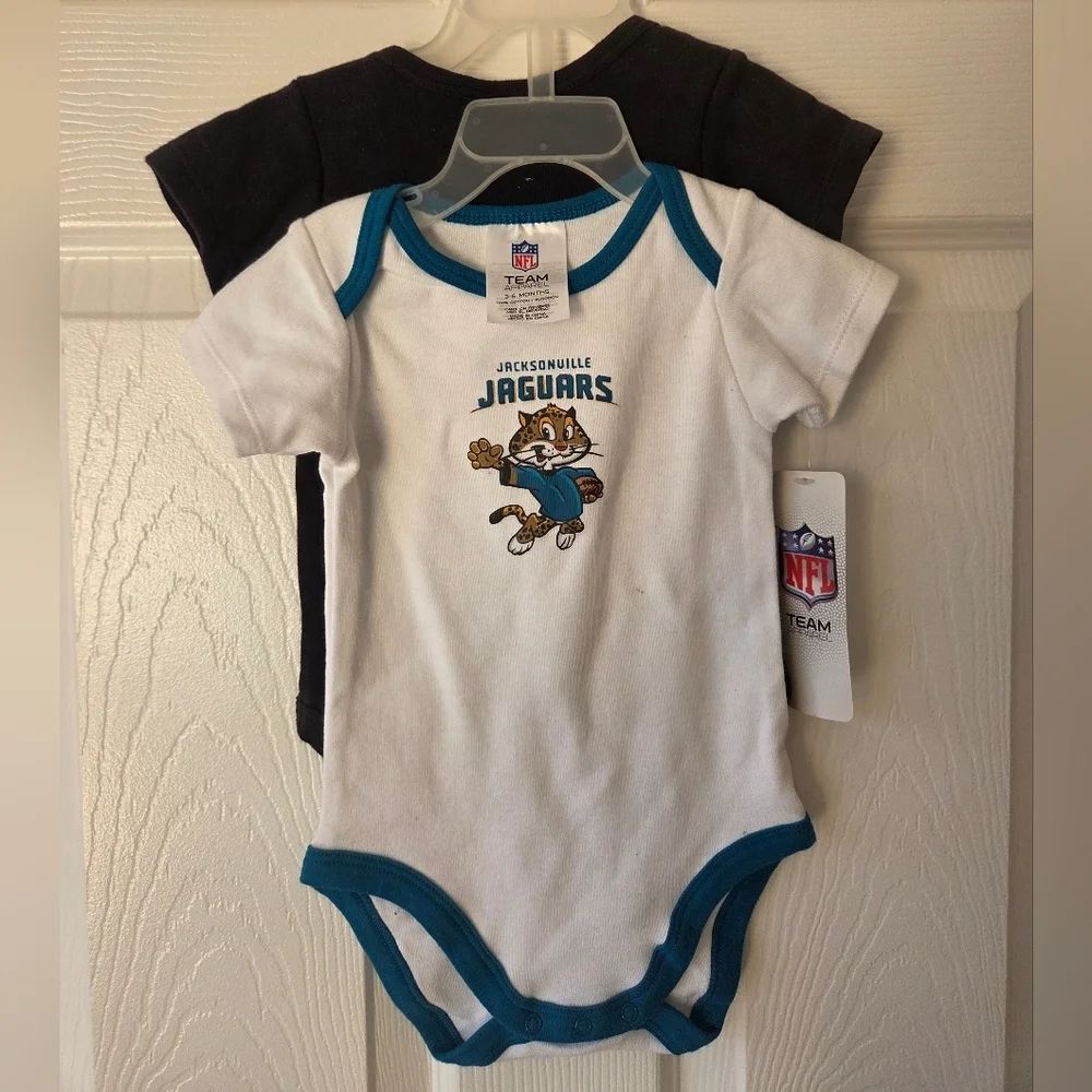 NFL Jacksonville Jaguars Baby Bodysuits 2pc 0-18 Months NWT Cotton Football